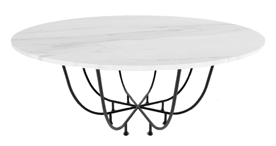 Center Dining table steel base with rounded edges