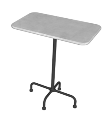 Side table with white marble top and iron legs